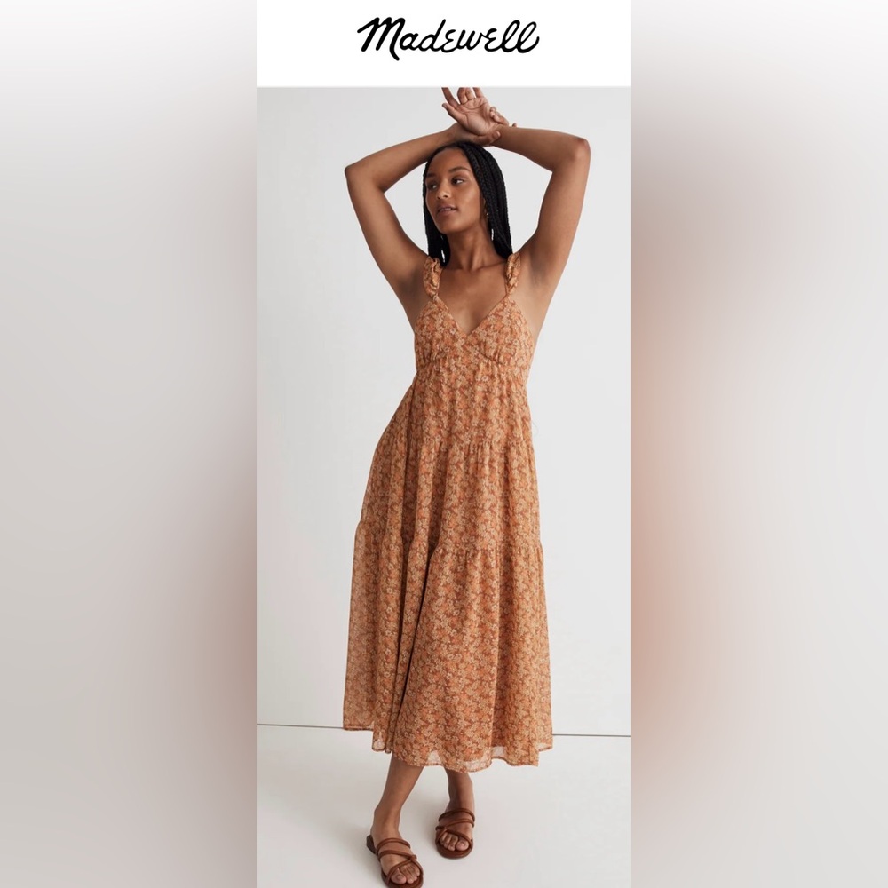 Madewell Georgette Ruffled Sleeve Tiered Maxi Dress